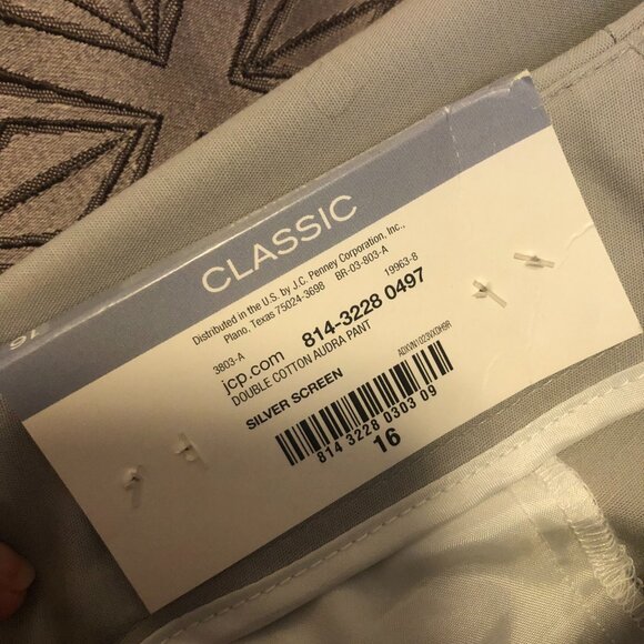 Liz Claiborne Audra Classic Slim Leg Trouser Pants Size 16 Light Gray NWT - Picture 4 of 7